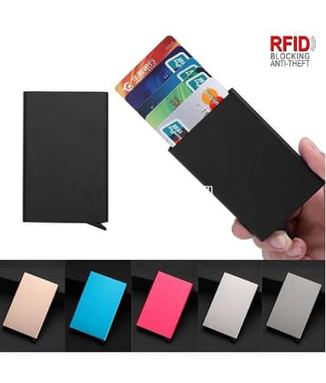 Credit Debit ATM Cards Wallet - RFID Blocking Aluminum Automatic Pop-up Case RFID Anti-Theft RFID Metal Card Wallet (Black) Wallet By Aeoss
