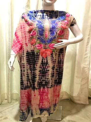 Tie-Dye pink-blue kaftan