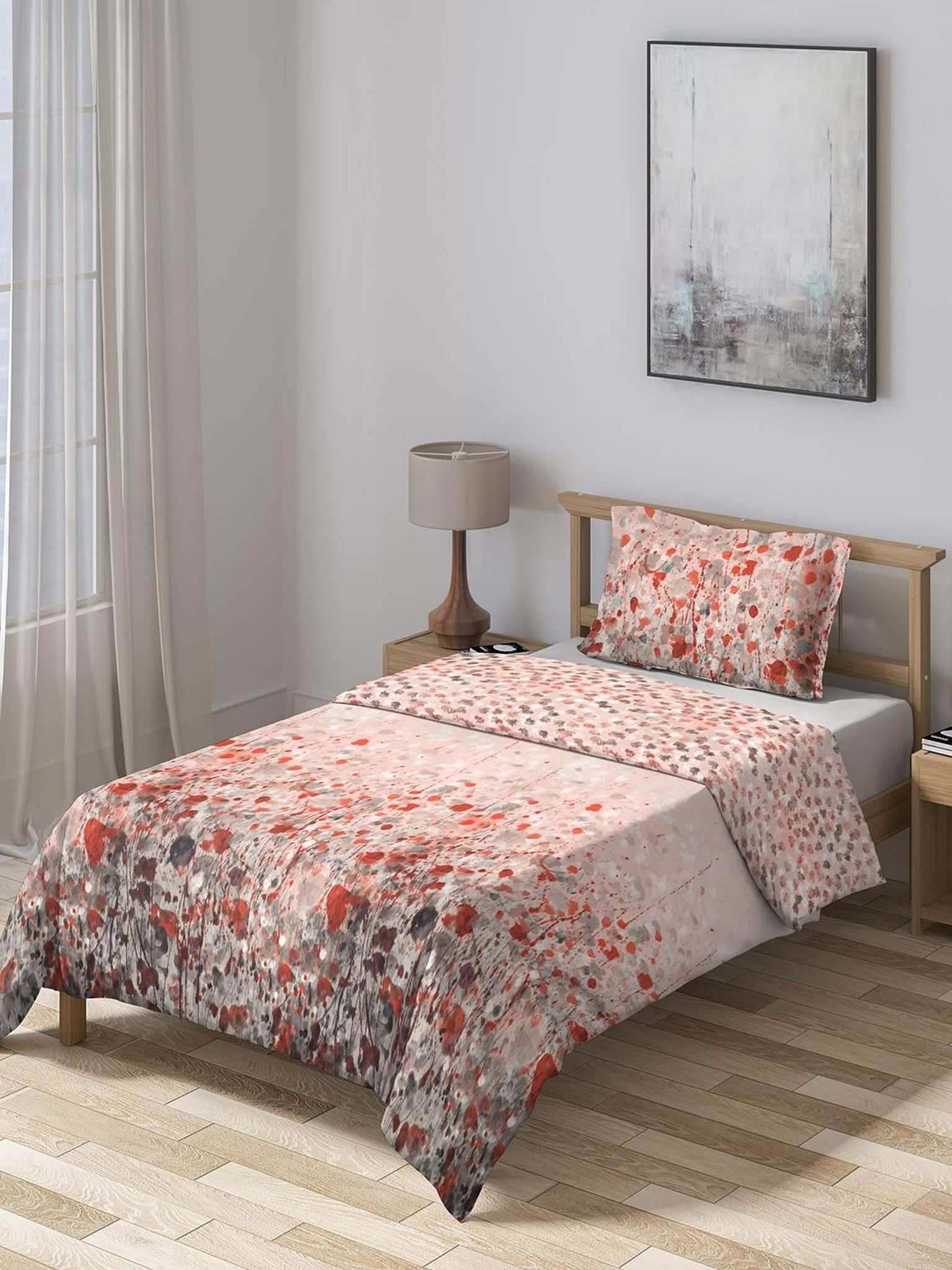 DDECOR - Cherish Collection 100% Cotton Abstract Pattern 150TC Single Quilt|152 CM X 229 CM| - Red