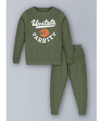 PLUM TREE Pack of 1 Boys Cotton Blend T-Shirt & Pants Set ( Green )