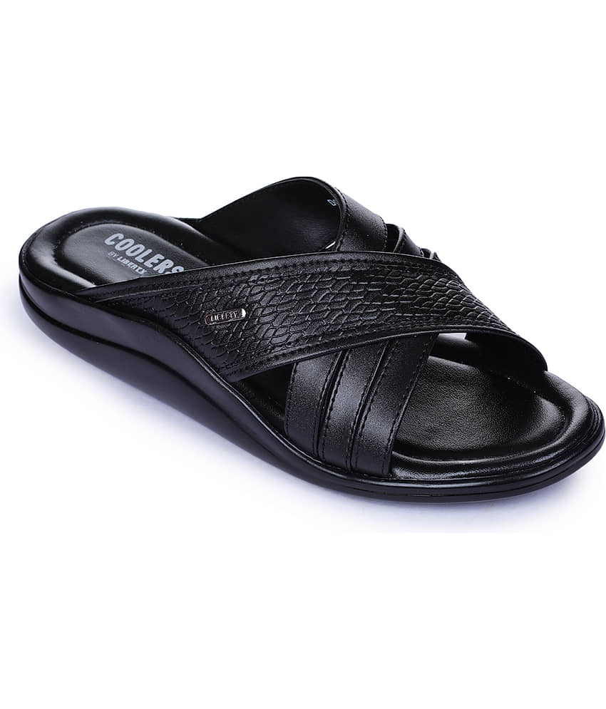 Liberty Black Men's Leather Slipper