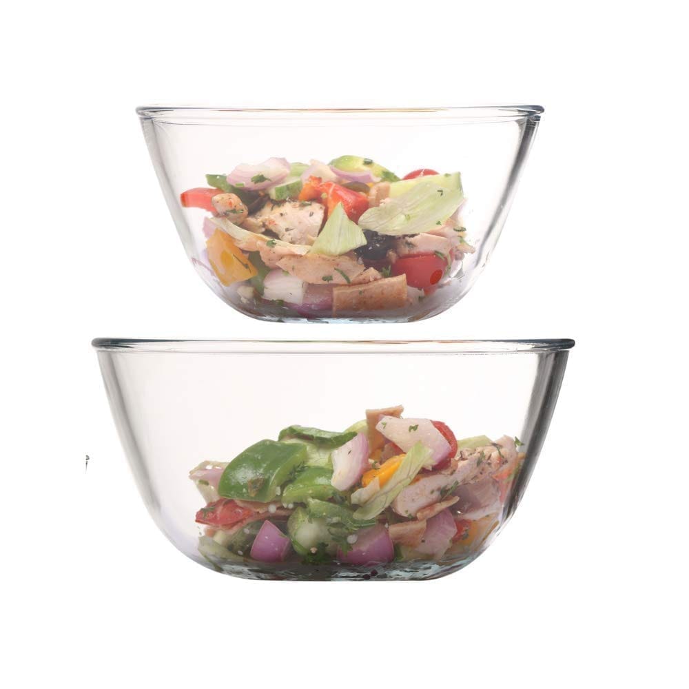 Femora Borosilicate Glass Microwave Safe All-Purpose Mixing Bowl, 2650 ML, 3600 ML, Set of 2