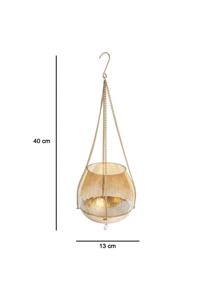 Hanging Gold Glass Flower Candle Holder