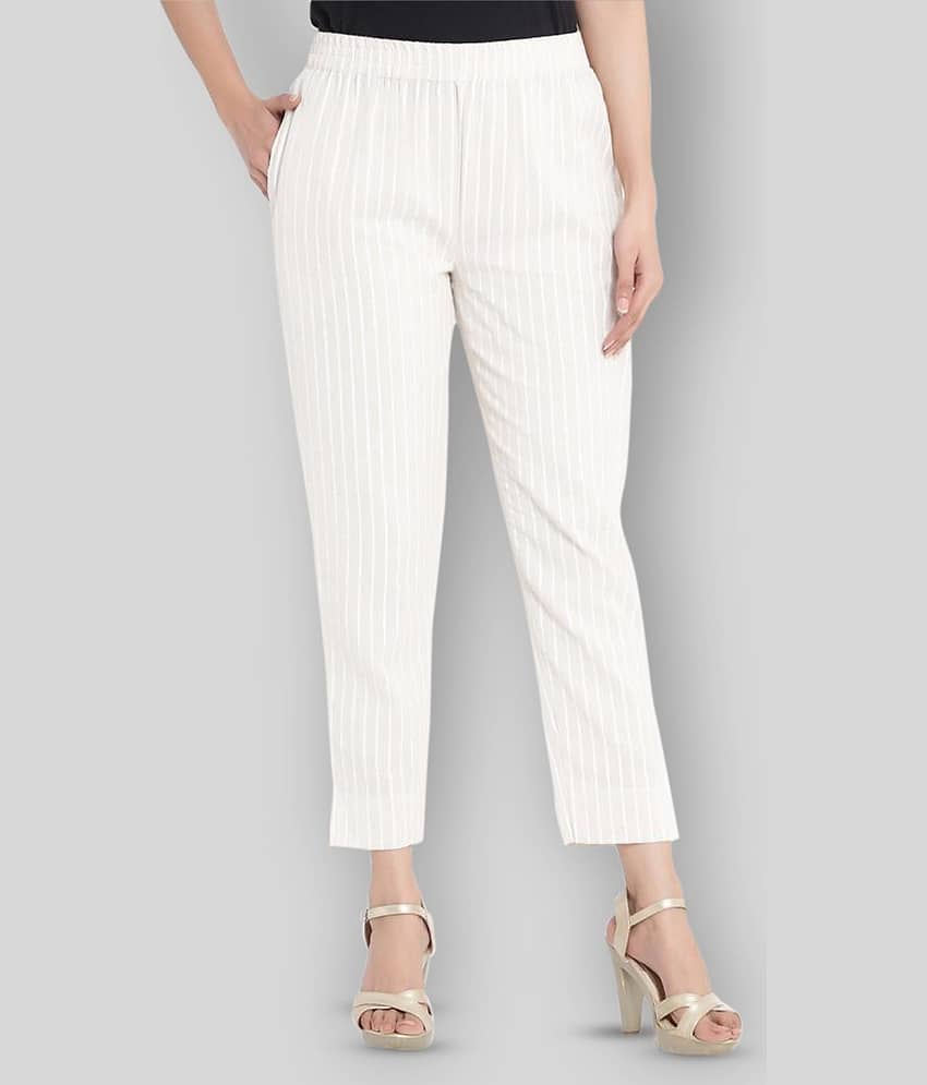 Juniper - White Cotton Slim Fit Women's Casual Pants  ( Pack of 1 )