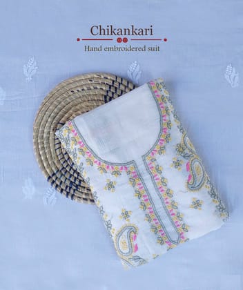 Soft Kota Cotton Chikankari Suit
