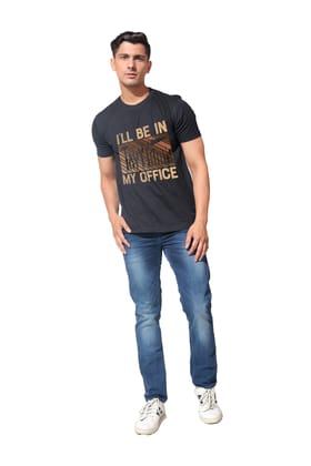 Kinnko Premium Cotton Mens Printed T-Shirt  Black