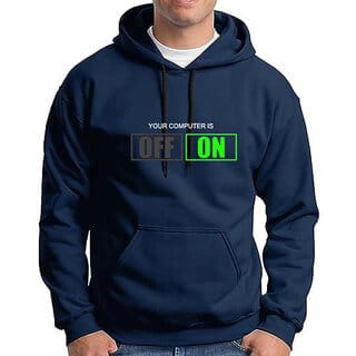 HIT SQUARE Men Blue Printed Hooded Full Sleeve Sweatshirt.