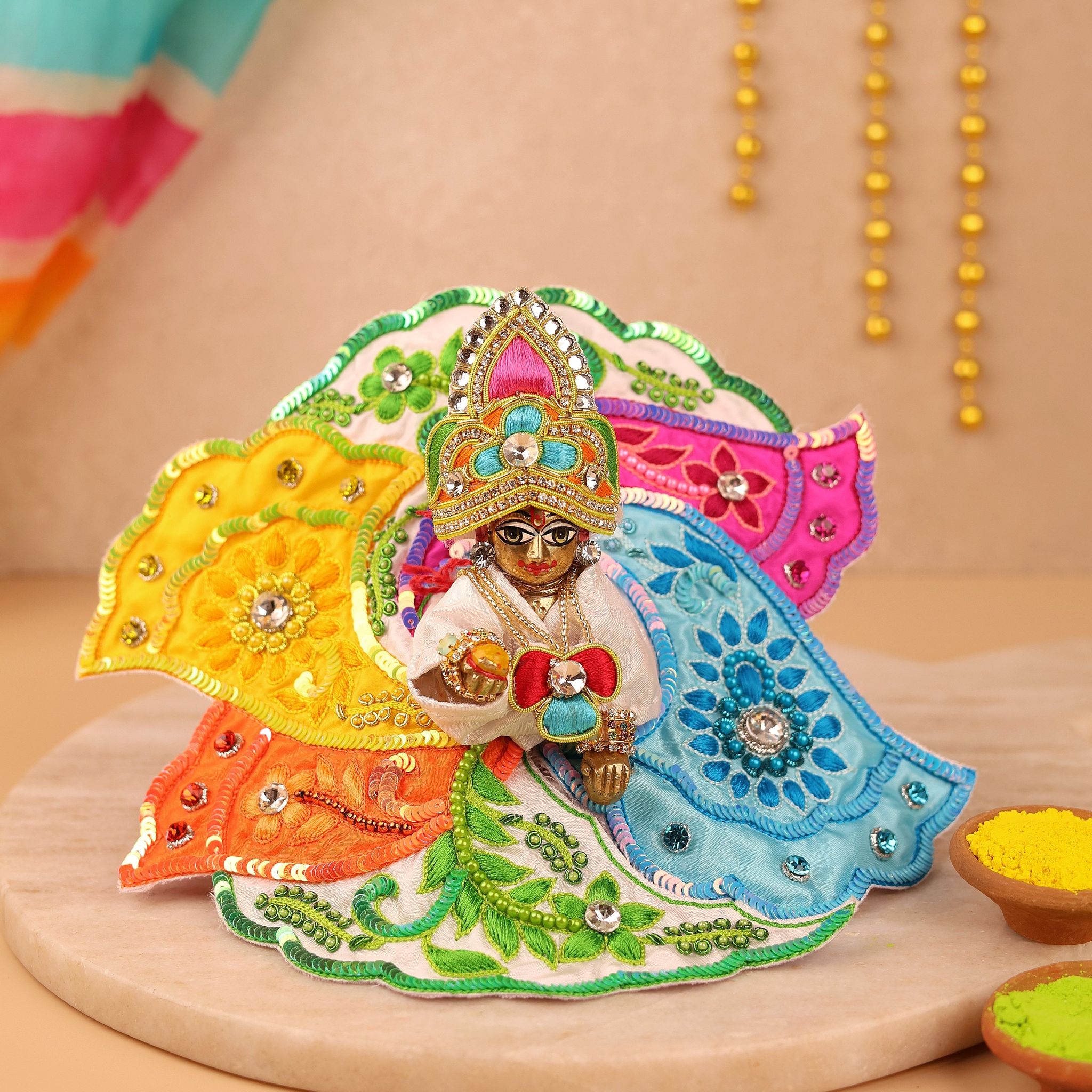 Phagun Leela Multi-Colour Laddu Gopal Poshak-Without Shringar / 1-2 No. / Multicolour