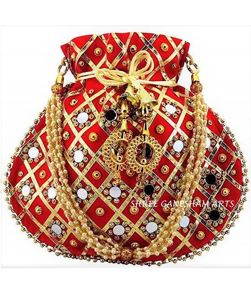 Bulbul Red Silk Potli
