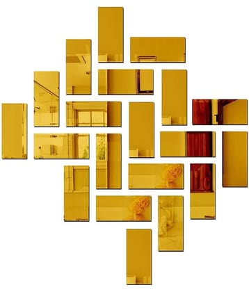 Asmi Collection Beautiful 20 Acrylic Gold Mirror Decorative Wall Sticker ( 7 x 15 cms )