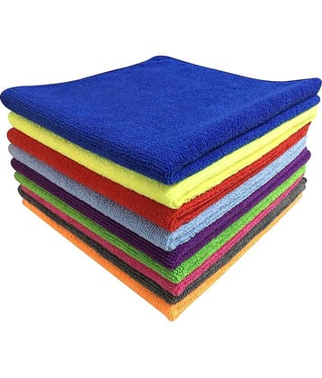 SOFTSPUN Microfiber Cloth 40x40 Cms, 10 Piece Towel Set, 340GSM (Multicolor) Thick Lint & Streak-Free Multipurpose Cloths Automotive Microfibre Towels for Car Bike Cleaning, Polishing & Detailing!