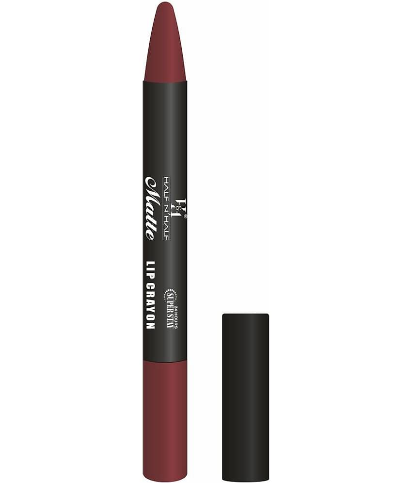 Half N Half Matte Lip Crayon Velvet Soft | Long Lasting | Non-Transfer | 24h Super Stay, 17 Born Brown (3.5gm)