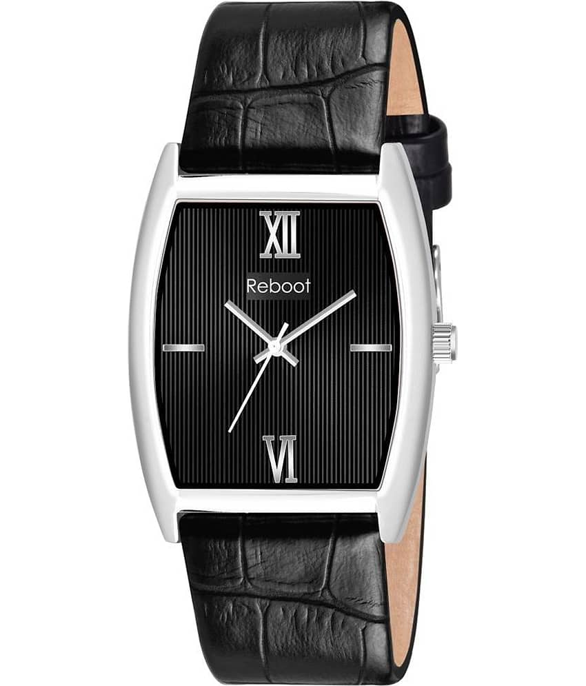 Reboot - Black Leather Analog Men's Watch