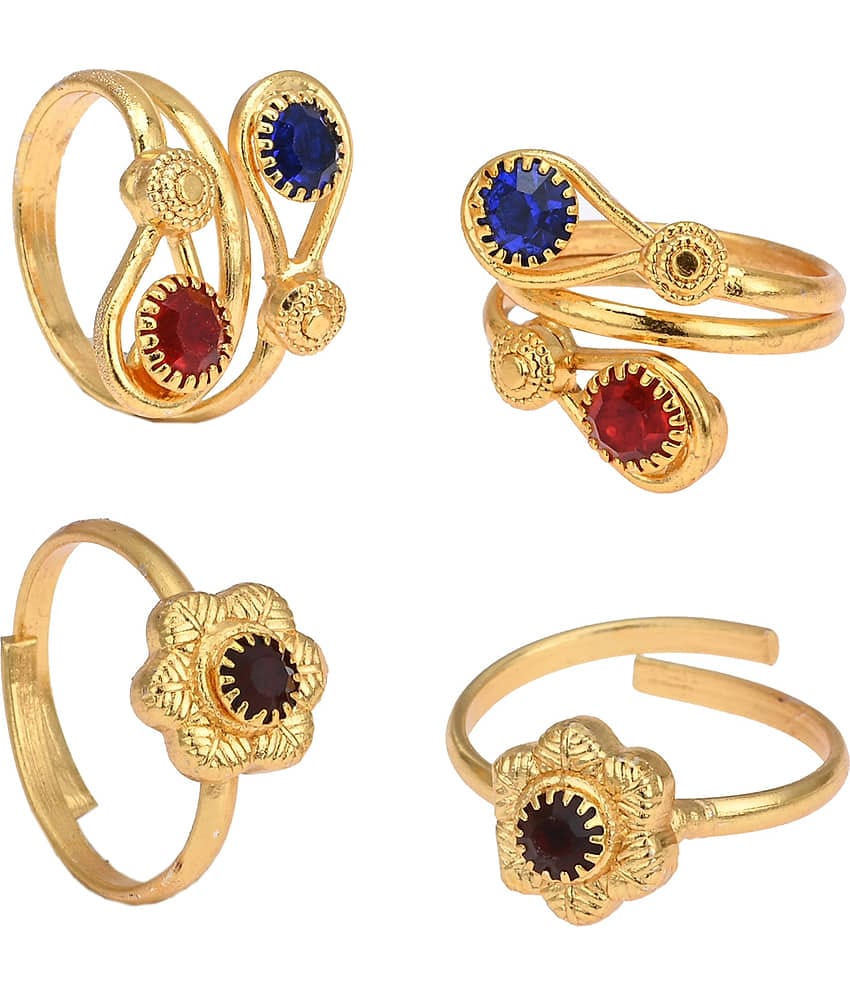 AanyaCentric Silver Plated 2 Pair Toe Rings