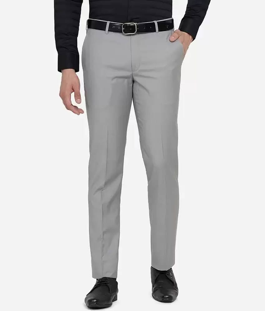 VILLAIN Slim Flat Men's Formal Trouser - Grey ( Pack of 1 )