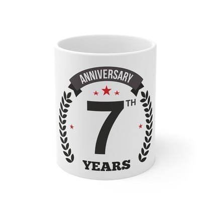 DARSHANS Ceramic 7th Anniversary Printed Coffee Mug (Color: White, Capacity:330ml) DARSHANS Ceramic 7th Anniversary Printed Coffee Mug (Color: White, Capacity:330ml)