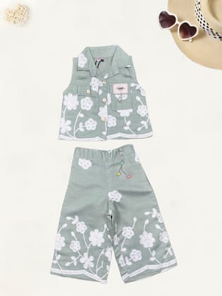 Girls Embroidered Co-Ord Set [GCS-7732] (1-6Years)-1-2Y (Size - 18) / Imported
