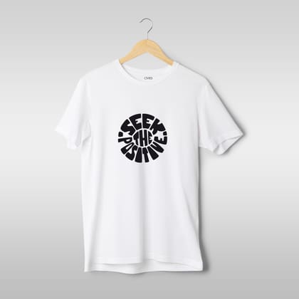 Seek The Positive Regular Fit T-Shirt-S / White / 160 GSM