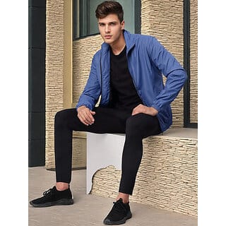 PrintCultr Men Blue Full Sleeve Solid Windcheater PrintCultr Men Blue Full Sleeve Solid Windcheater