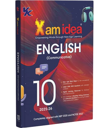 Xam idea Class 10 English (Communicative) | 2025–26 Edition | CBSE Pattern-Based | Mind Maps, Grammar, Literature & Digital Resources | NEP & NCFSE Aligned