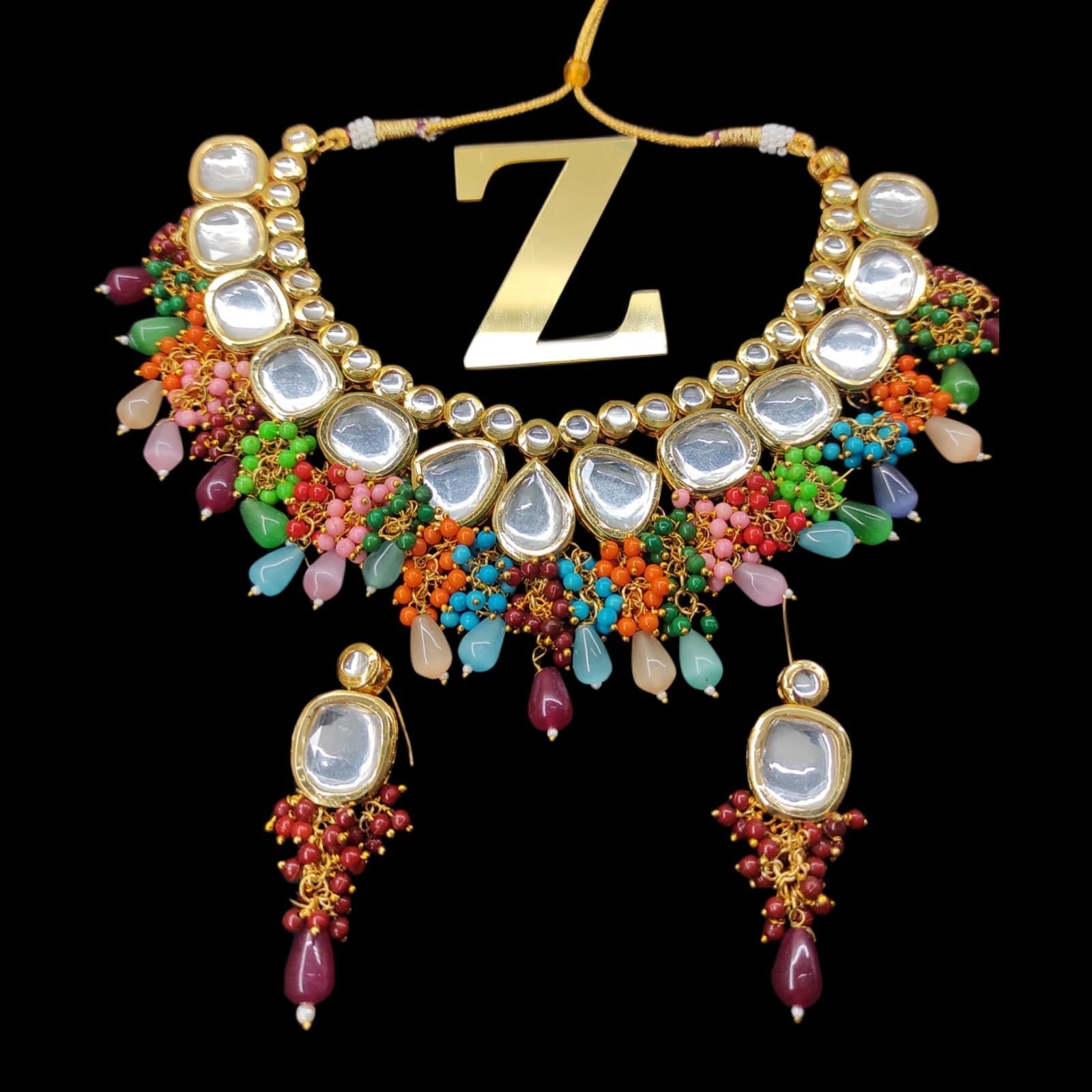ZEVAR | Kundan Choker Necklace With Earrings