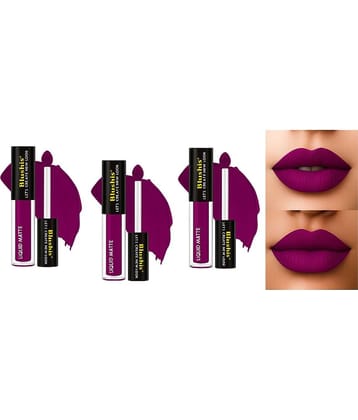 BLUSHIS Purple Matte Smudge Free Liquid Lipstick ( Pack of 3 )