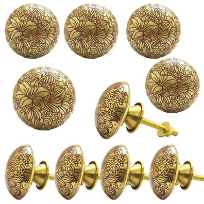 S-GUARD Pure Brass knobs for Drawer, Racks, Kitchen Cabinets, Wardrobe- Pack of 10 Maroon