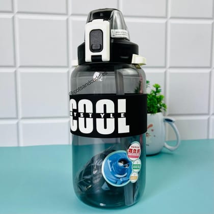 Hydration On-the-Go: 1200ml 2-Way Water Bottle with Lock and COOL Band-Black