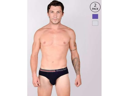 Frenchie Casuals 4000 Men Solid Cotton Briefs in Assorted Colours Pack of 2 - S