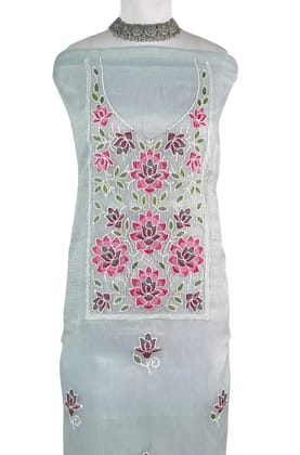 Kota Doria Dress Material Burgundy Rose Yoke