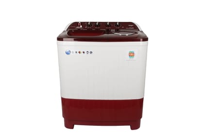 Lloyd 8.5 kg 5 Star Semi Automatic Top Load Washing Machine | 1300 RPM | Soak Function | 4 Wash Programs | Memory Back-up | Magic Filter | Wash Basin Design Lids ( GLWMS85RDB,Red and White) Lloyd 8.5 kg 5 Star Semi Automatic Top Load Washing Machine | 13