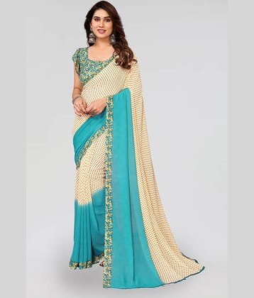 ANAND SAREES Georgette Printed Saree With Unstitched Blouse Piece ( Blue )