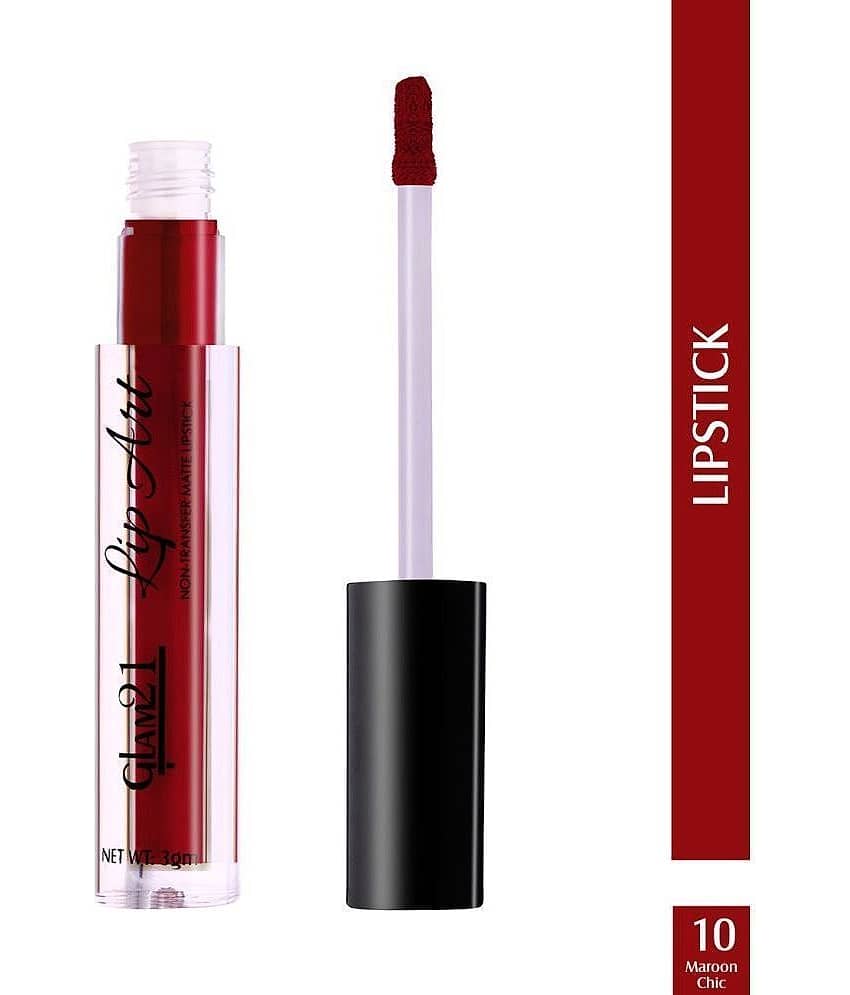 Glam21 Lip Art Longlasting Non-Transfer Matte Liquid Lipstick Water & SmudgeProof 3gm Maroon Chic-10