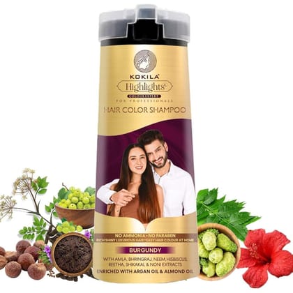 Kokila Hair Color Shampoo for Men & Women | No Ammonia - No Paraben | 10 Pair Free Gloves, Burgundy 200Ml Kokila Hair Color Shampoo for Men & Women | No Ammonia - No Paraben | 10 Pair Free Gloves, Burgundy 200Ml - Burgundy / 200 ml (Pack of 1)