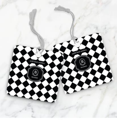 Checkered Gift Tag-Black