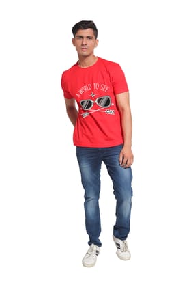 Kinnko Premium Cotton Mens Red Printed T-Shirt Kinnko Premium Cotton Mens Red Printed T-Shirt