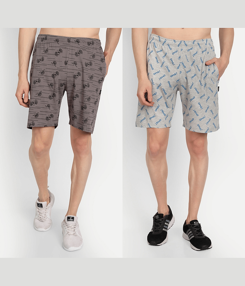 Zeffit - Multicolor Cotton Blend Men's Shorts ( Pack of 2 )