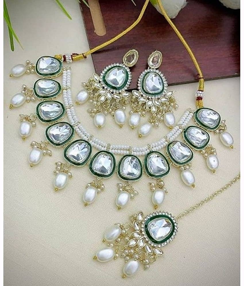 Padmavati Bangles White Alloy Necklace Set ( Pack of 1 )