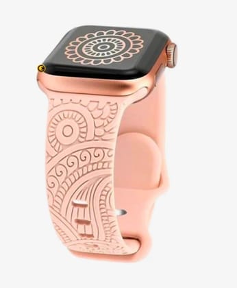 Barbie - Floral Engraved Pattern Apple Watch Strap - Pink 40 MM