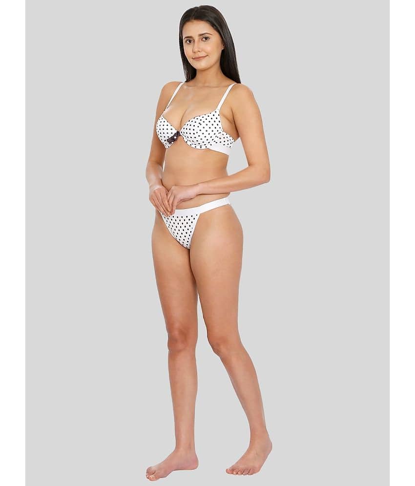 ILRASO Nylon Women's Bra & Panty Set ( White )