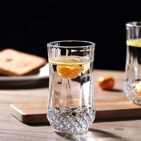European Premium Crystal Juice and Water Glasses | 240 ML | Long Elegant Drinking Tumbler | Stylish Round Highball Glass for Cocktails, Mocktail |