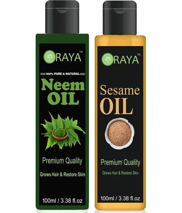 ORAYA Premium Pure Sesame Oil And Neem Oil For Hair Growth 200 ml Pack of 2