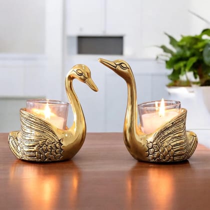 Dreamkraft Pair of Swan Candle Holders | Aluminium Votive Showpiece for Home Decor, Tabletop, Anniversary, Valentine's Day Gift | Good Luck & Love Symbol Decorative Figurine Dreamkraft Pair of Swan Candle Holders | Aluminium Votive Showpiece for Home Decor, Tabletop, Anniversary, Valentine's Day Gift | Good Luck & Love Symbol Decorative Figurine
