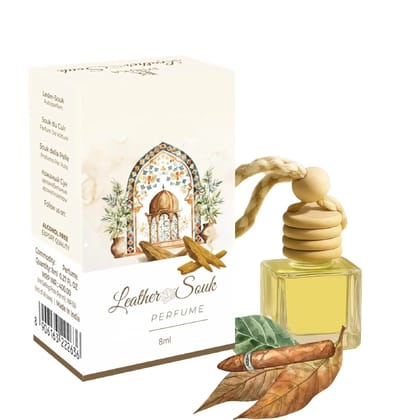 Leather Souk Car Freshener Aroma Oil Leather Souk Hanging Car Perfume 8ML  Premium Luxurious Leather & Spicy Oud Essential Oil Car Freshener with Wooden Diffuser Cap