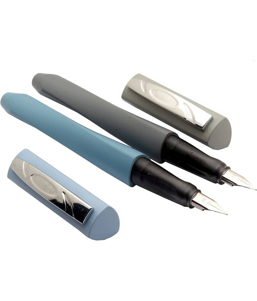 Srpc Set Of 2 Twist Shaped Body Dualtone Colors Fountain Pens With Chrome Clip