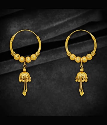 LUV FASHION Golden Bali Earrings ( Pack of 1 )
