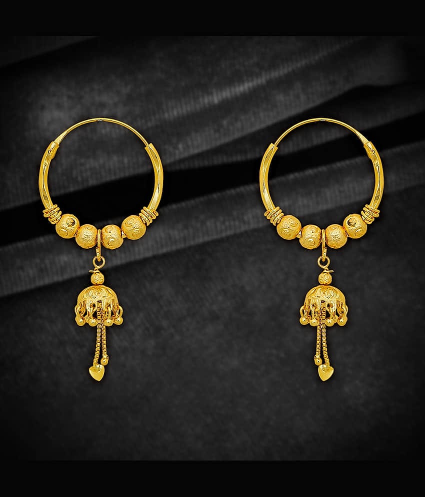 LUV FASHION Golden Bali Earrings ( Pack of 1 )