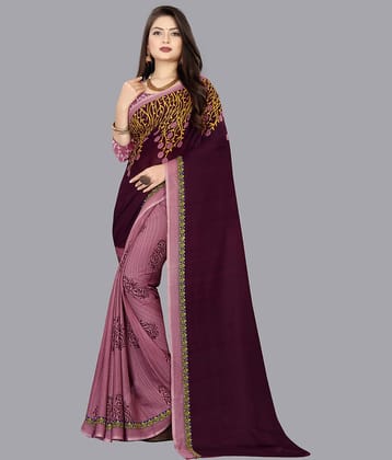 ANAND SAREES Georgette Printed Saree With Unstitched Blouse Piece ( Pink )