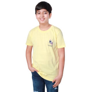 Kid Kupboard Cotton Boys T-Shirt, Light Yellow, Half-Sleeves, 9-10 Years KIDS7235