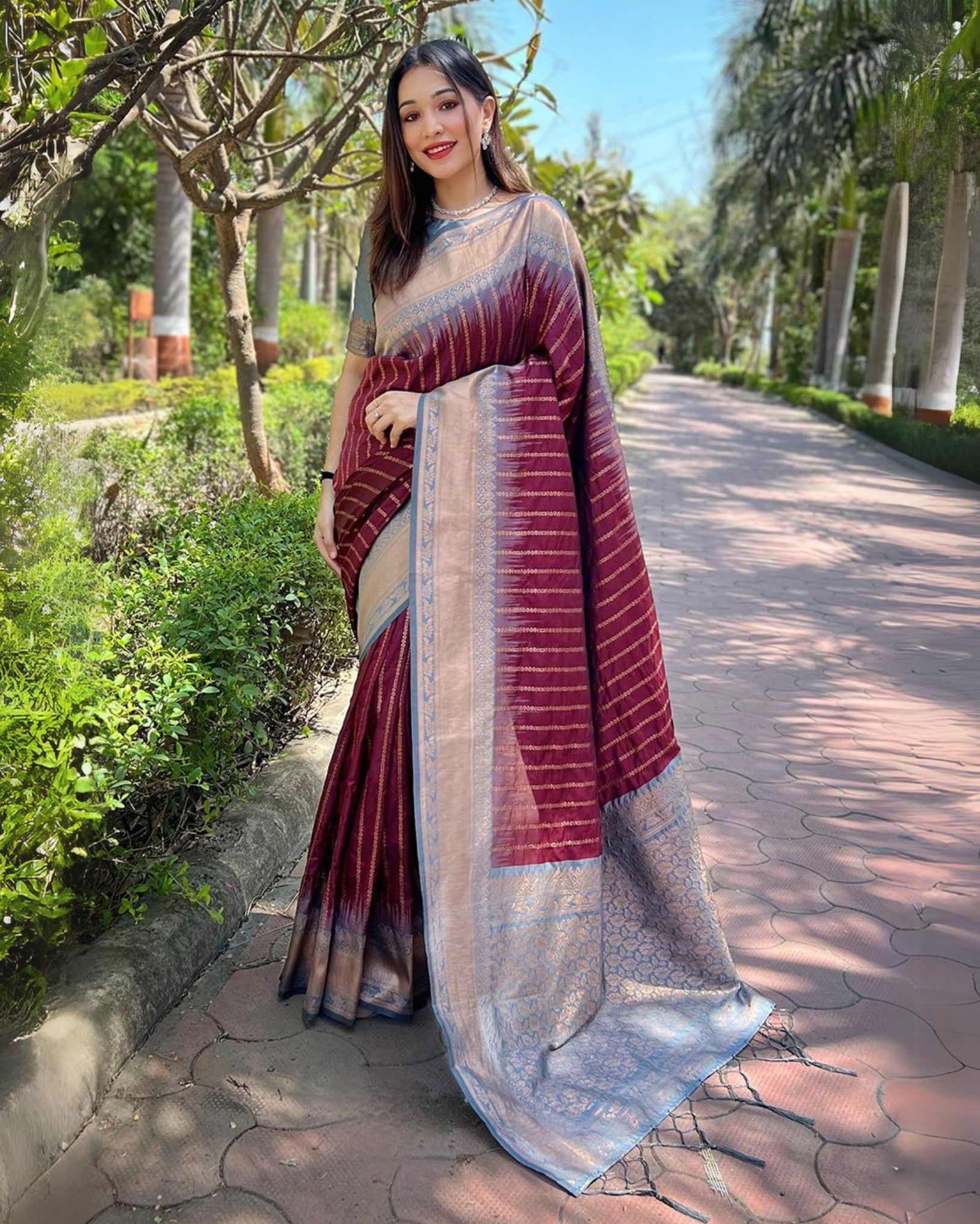 Marathi Mood Zari Woven Soft Silk Syrup Brown Saree